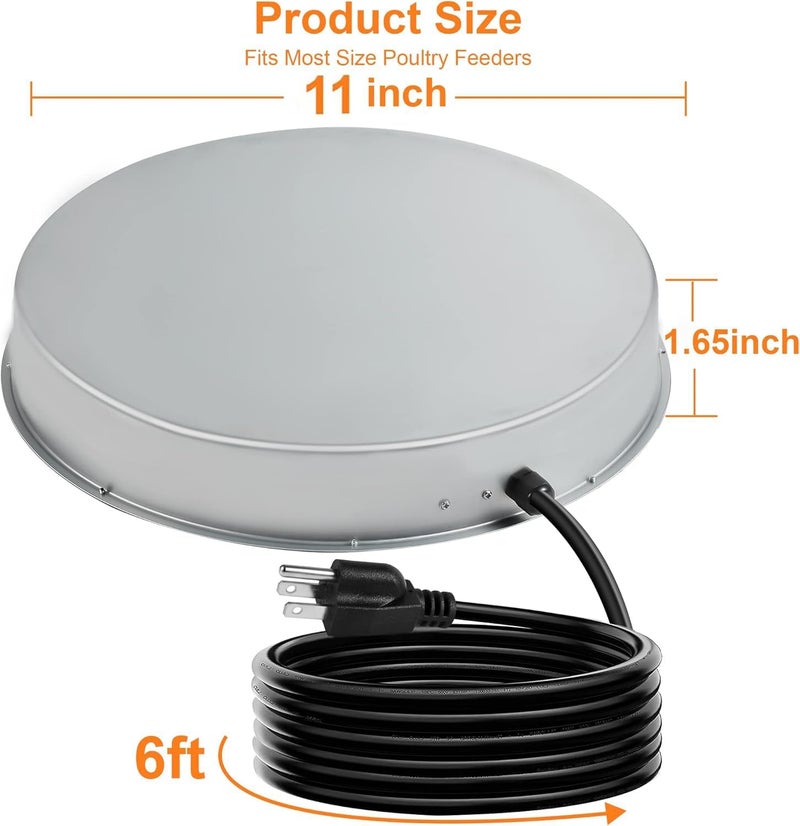 Zoblise Poultry Chicken Water Heater: Chicken Water Heater Base for Winter, for Plastic/Metal Poultry Watere Under 6 Gallons, Heated Waterer for Chickens 125W - Image 2